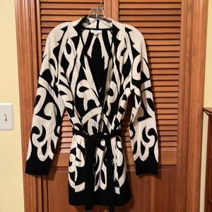 Isaac Mizrahi Live mid-length belted cotton sweater